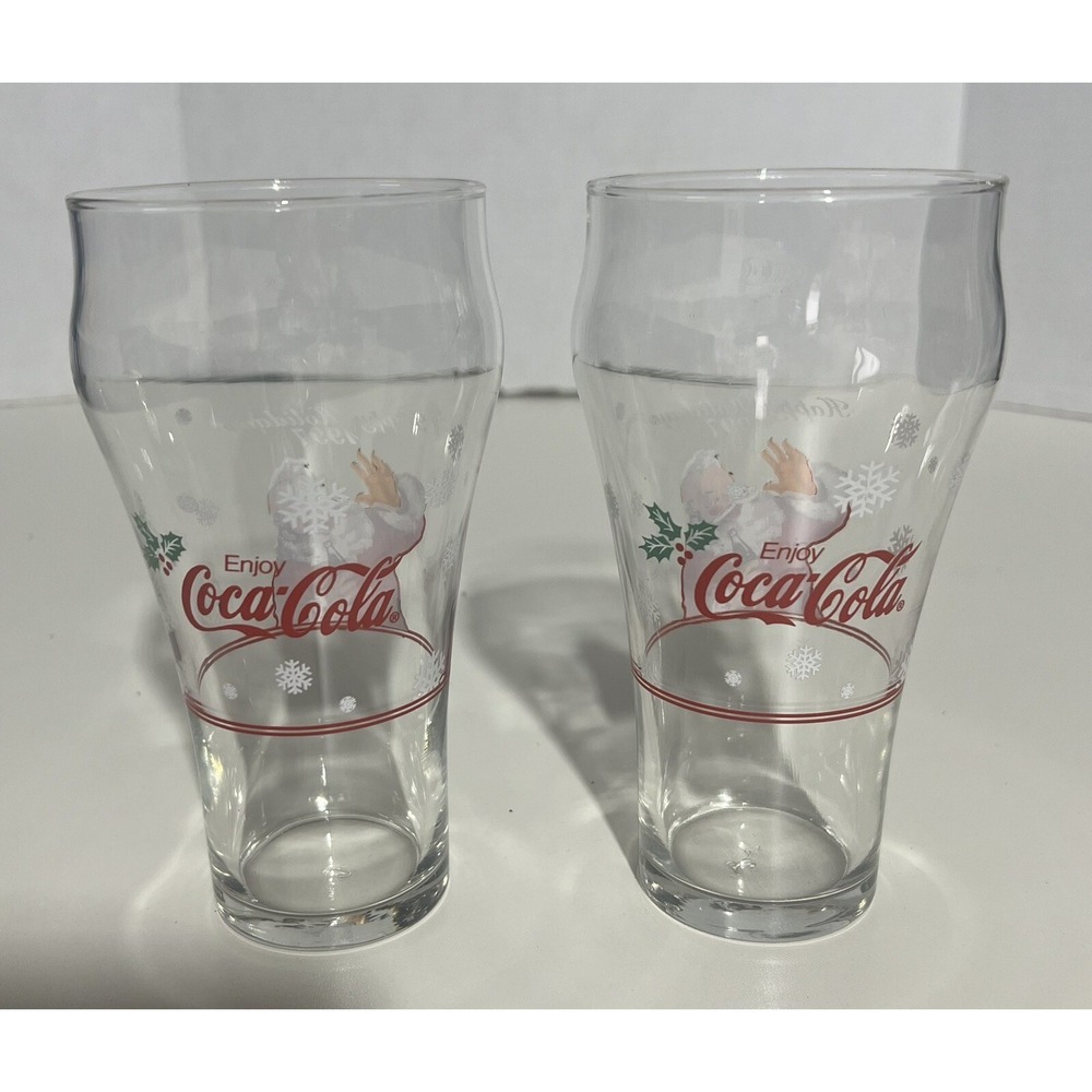 Coca-Cola Christmas 2 Vintage Happy Holidays 1997 Glasses